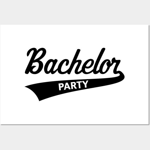 Bachelor Party (Stag Party / Team Groom / Lettering / Black) Wall Art by MrFaulbaum